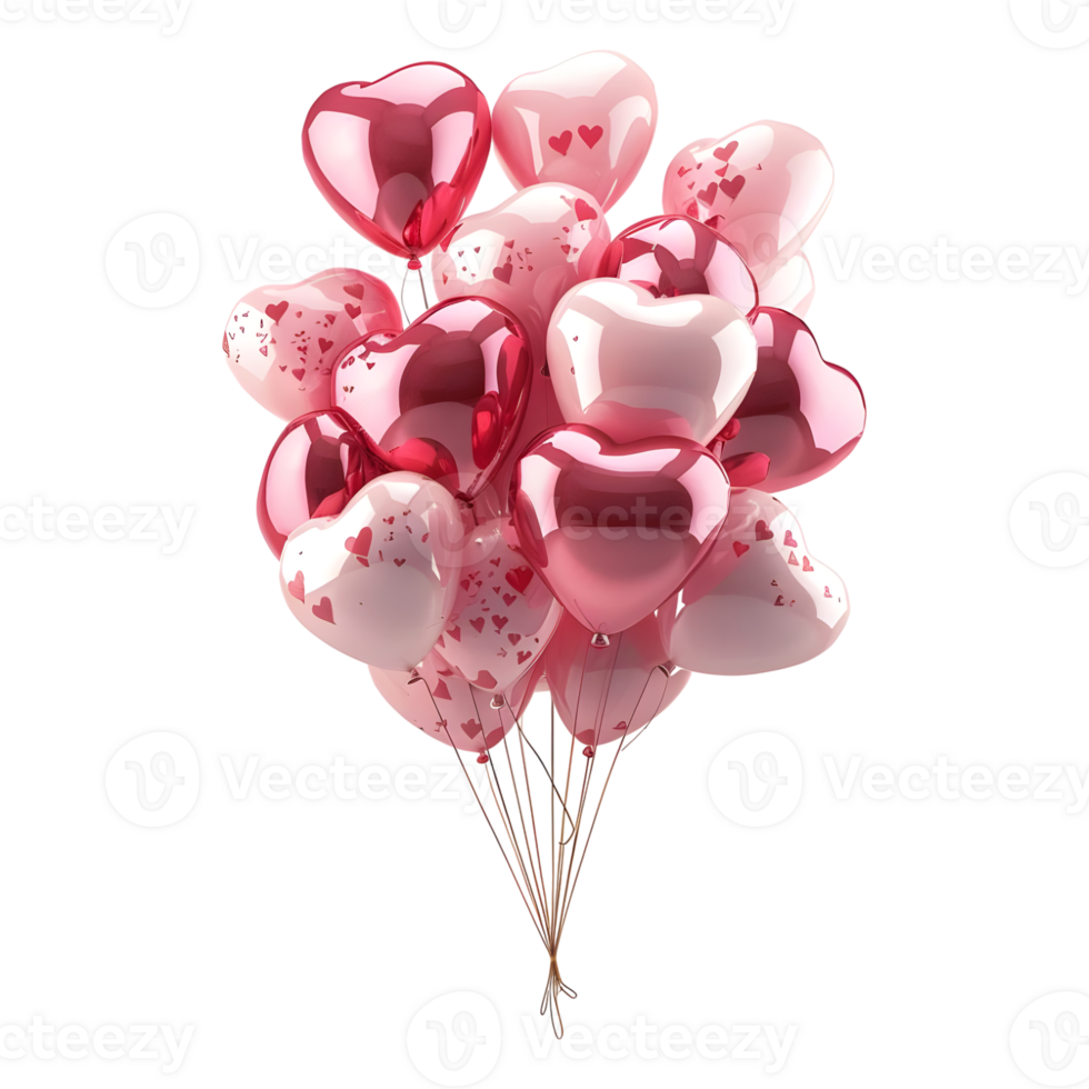 3D Rendering of a Colorful Pink and Red Celebration Balloons on Transparent Background png