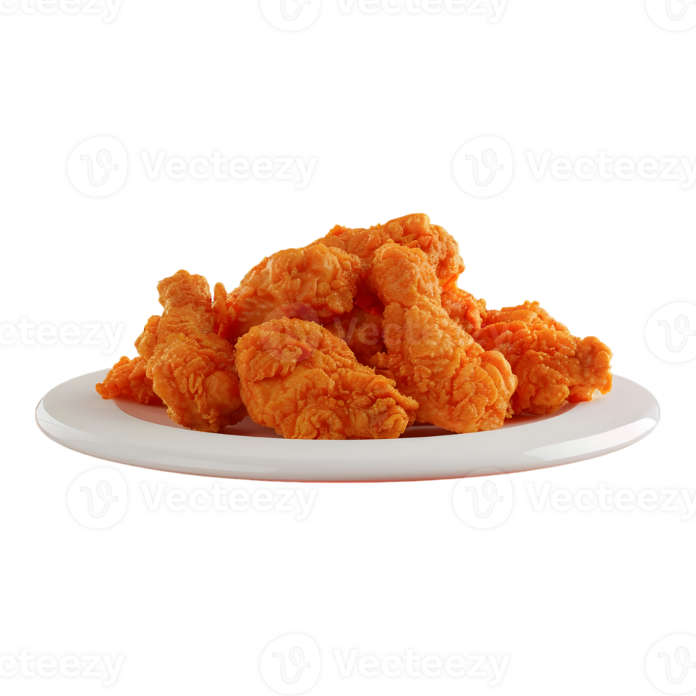 3D Rendering of a Crispy Fried Wings in a Plate on Transparent Background png