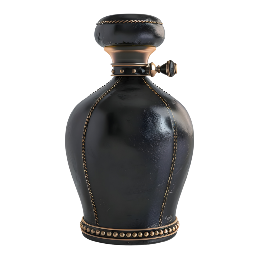 3D Rendering of a Black Luxury Perfume Bottle on Transparent Background png