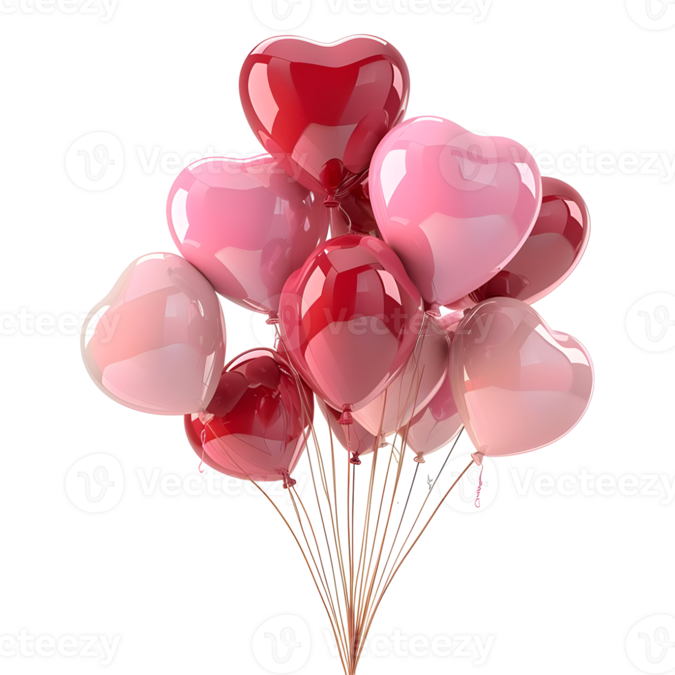 3D Rendering of a Colorful Pink and Red Celebration Balloons on Transparent Background png