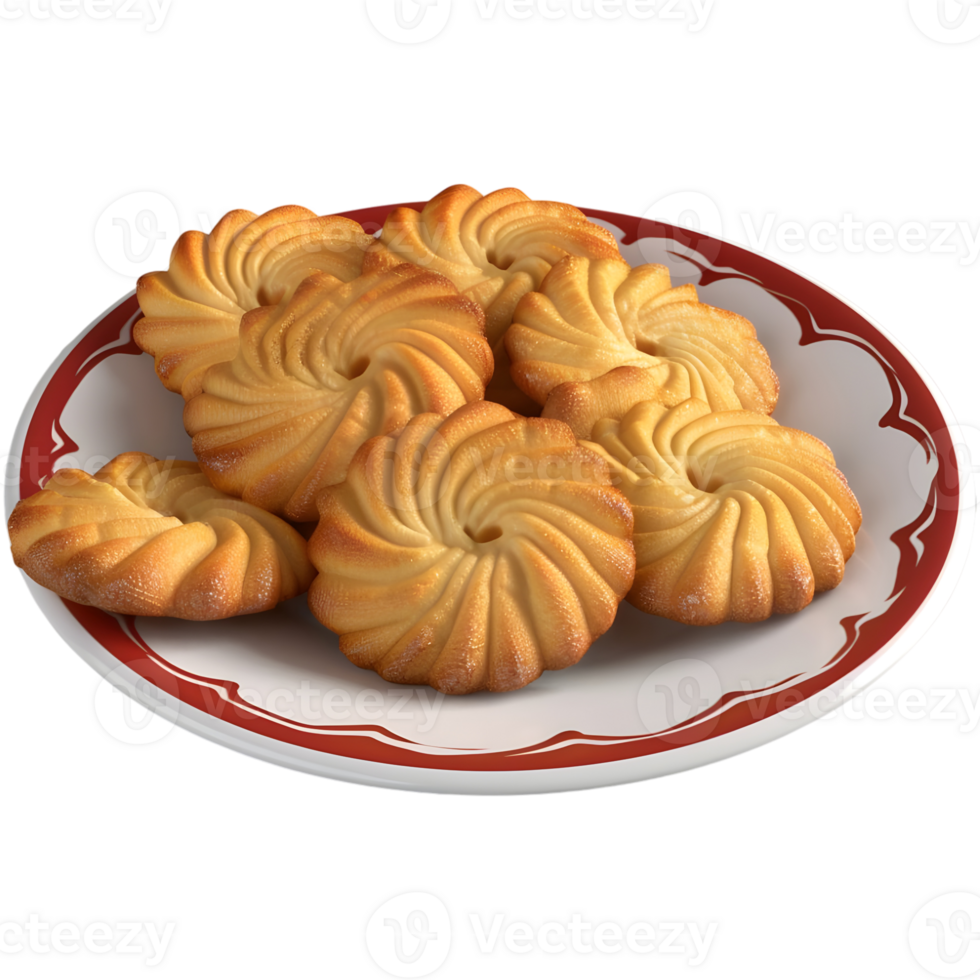 3D Rendering of a Biscuits in a Plate on Transparent Background png