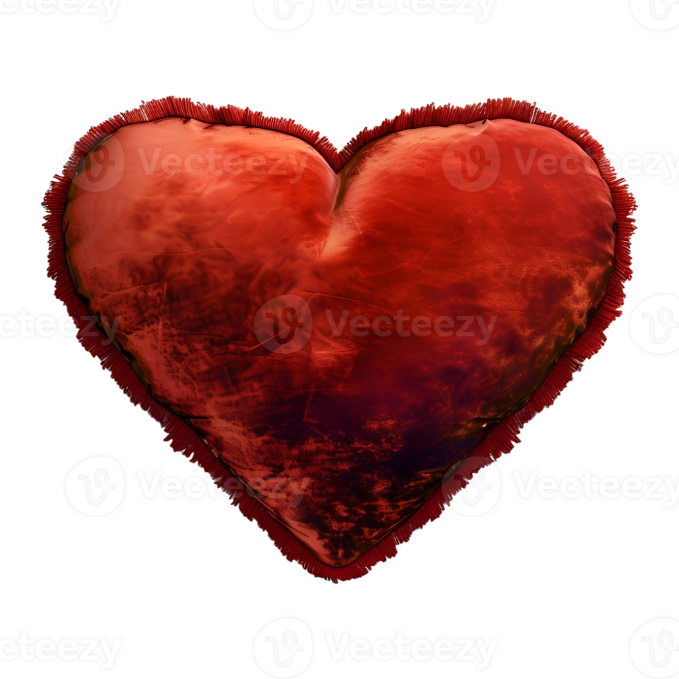 3D Rendering of a Red Heart Cushion on Transparent Background png