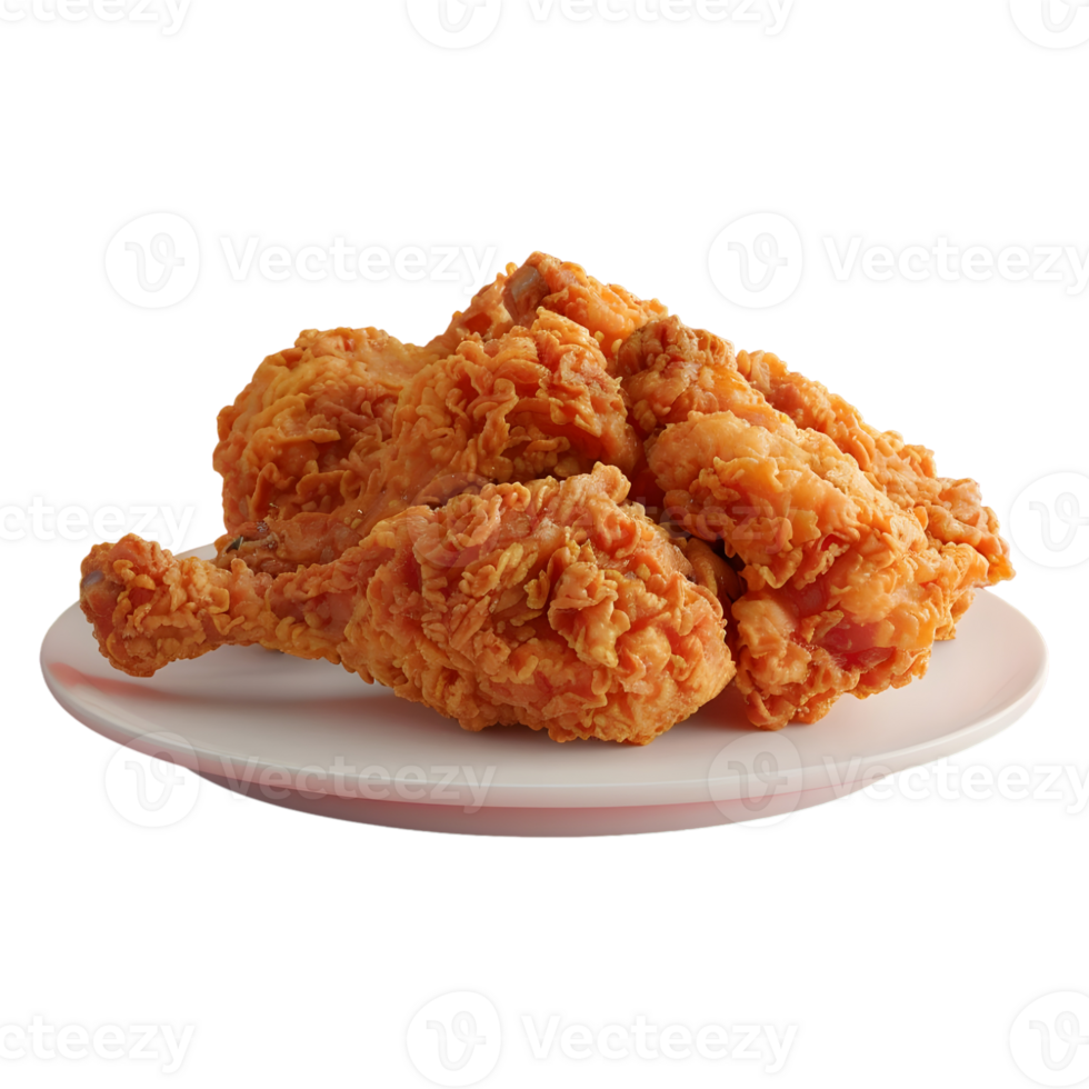 3D Rendering of a Crispy Fried Wings in a Plate on Transparent Background png
