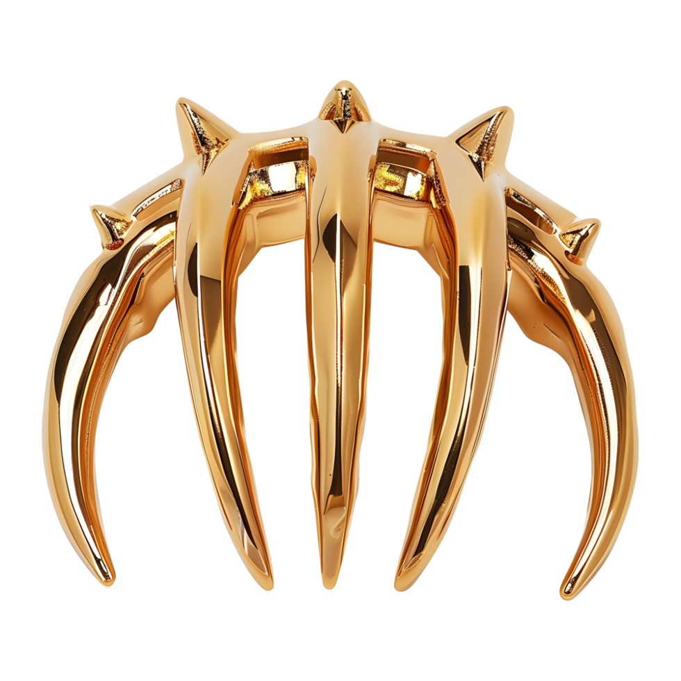 3D Rendering of a Gold metal hair claw clip on Transparent Background png