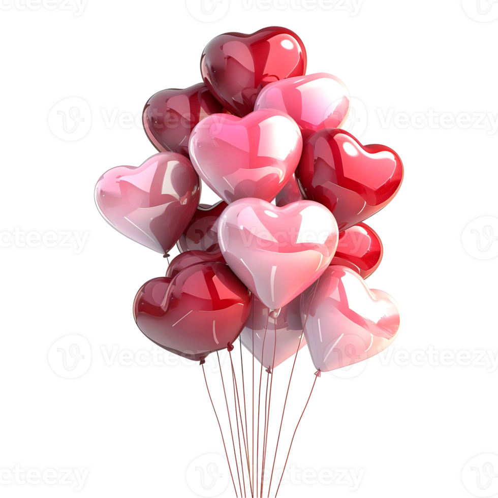 3D Rendering of a Colorful Pink and Red Celebration Balloons on Transparent Background png