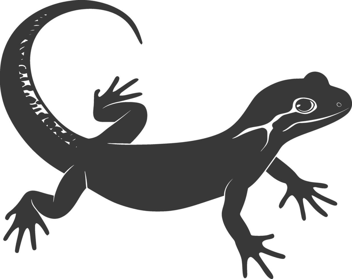 Silhouette salamander animal black color only vector