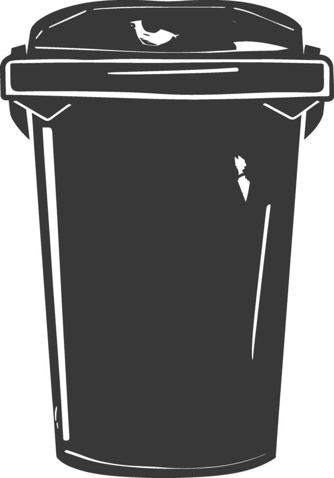 Silhouette rubbish bin or trash bin black color only vector