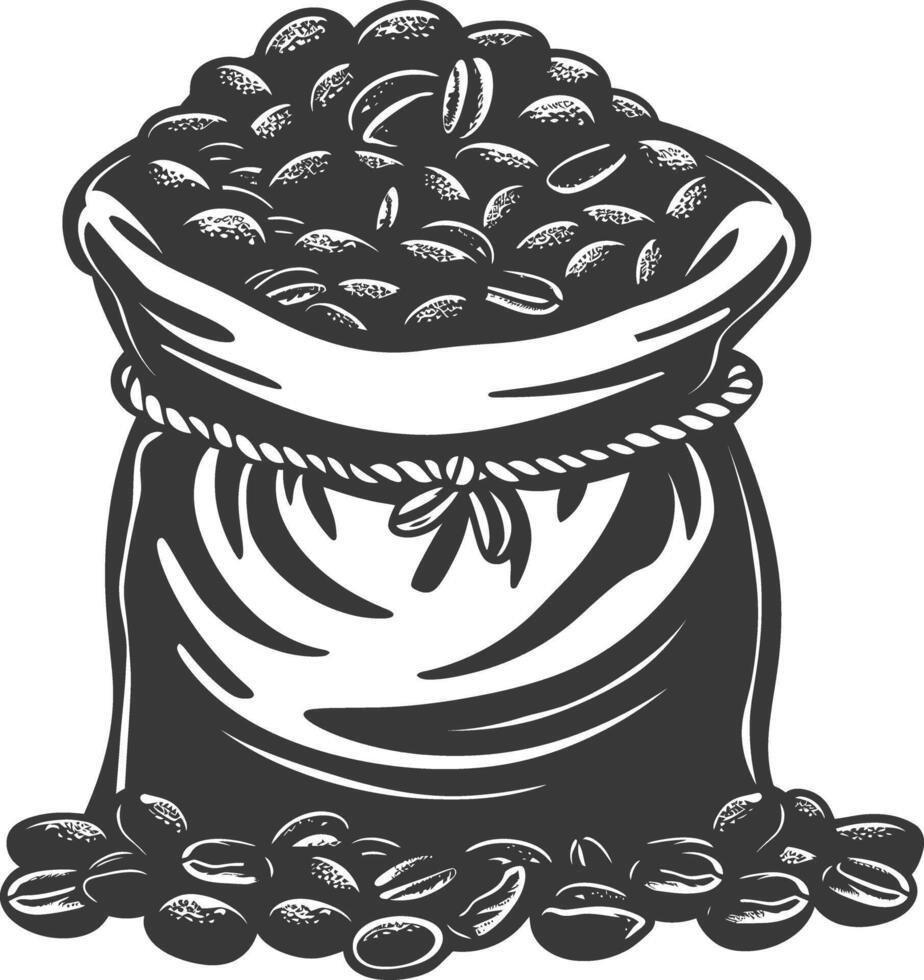 Silhouette sack of raw coffee beans black color only vector