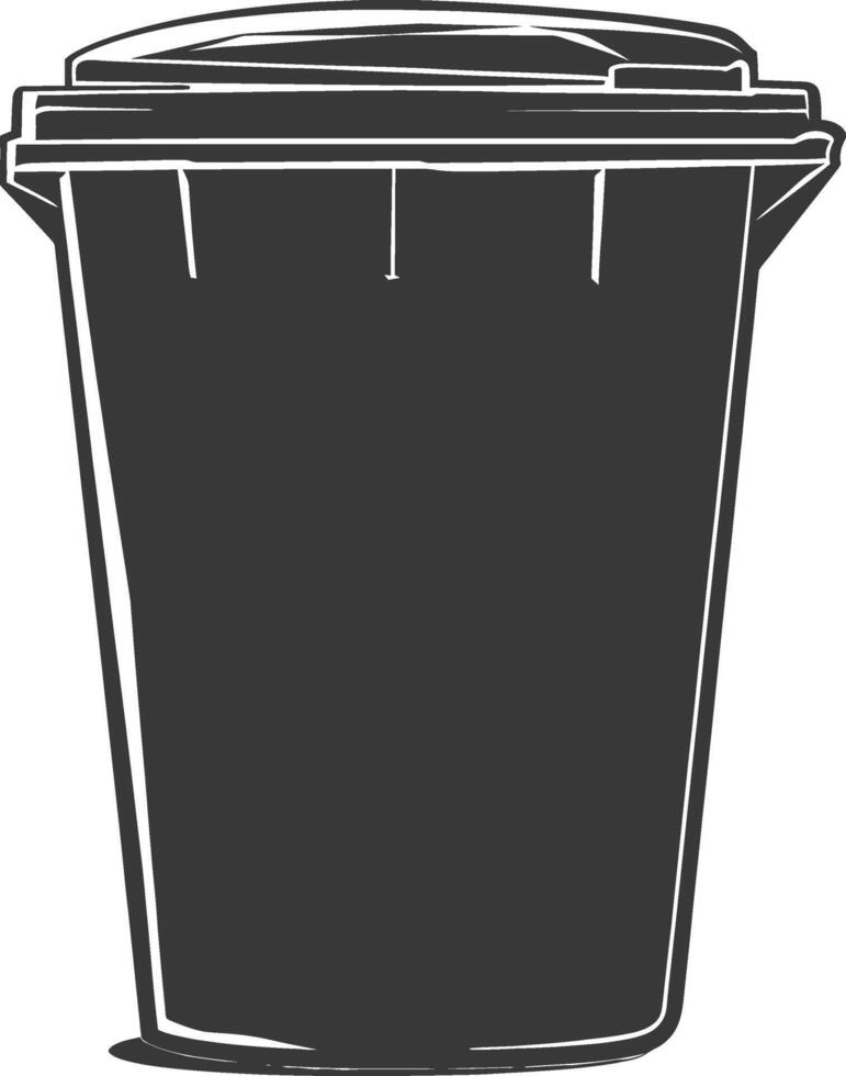 Silhouette rubbish bin or trash bin black color only vector