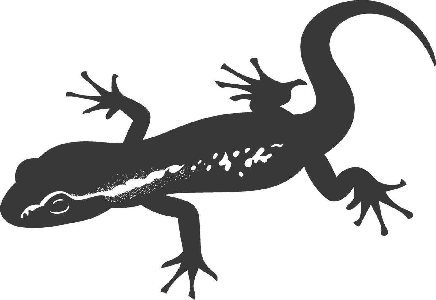 Silhouette salamander animal black color only vector