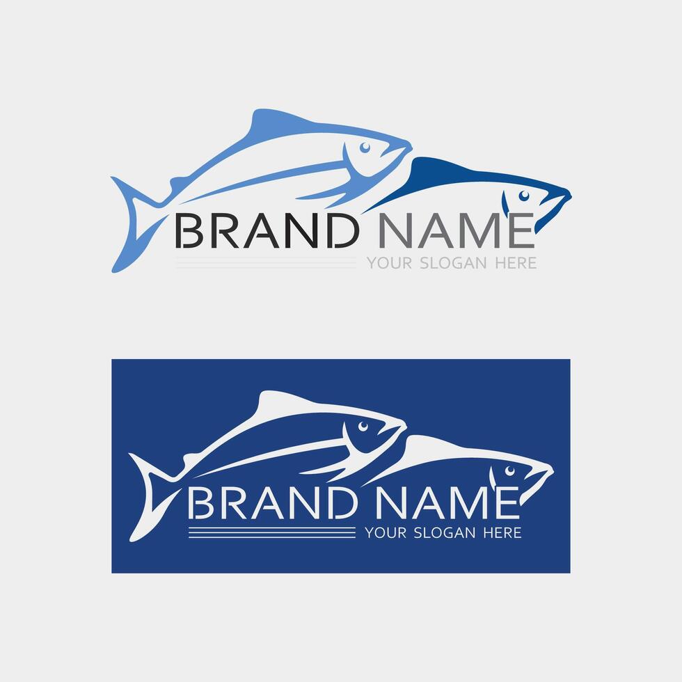 Fish and Fishing logo aquatic design animal illustration vector