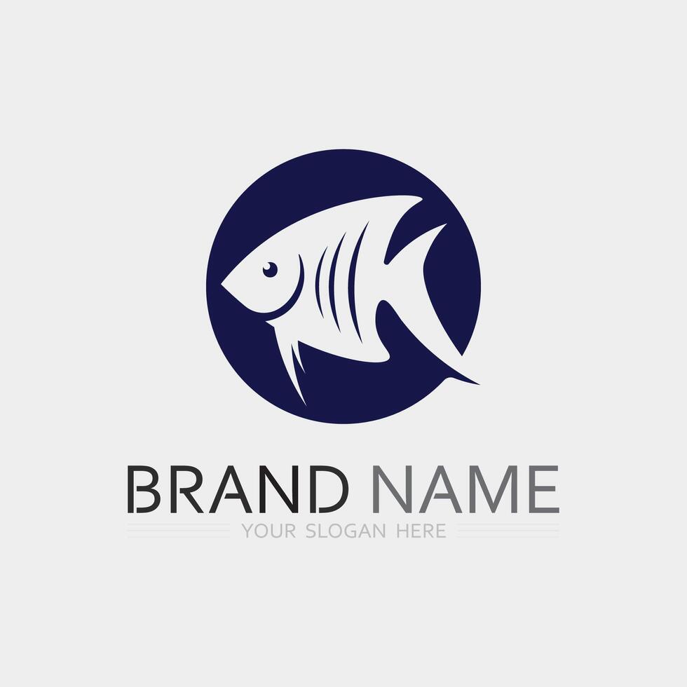 Fish and Fishing logo aquatic design animal illustration vector