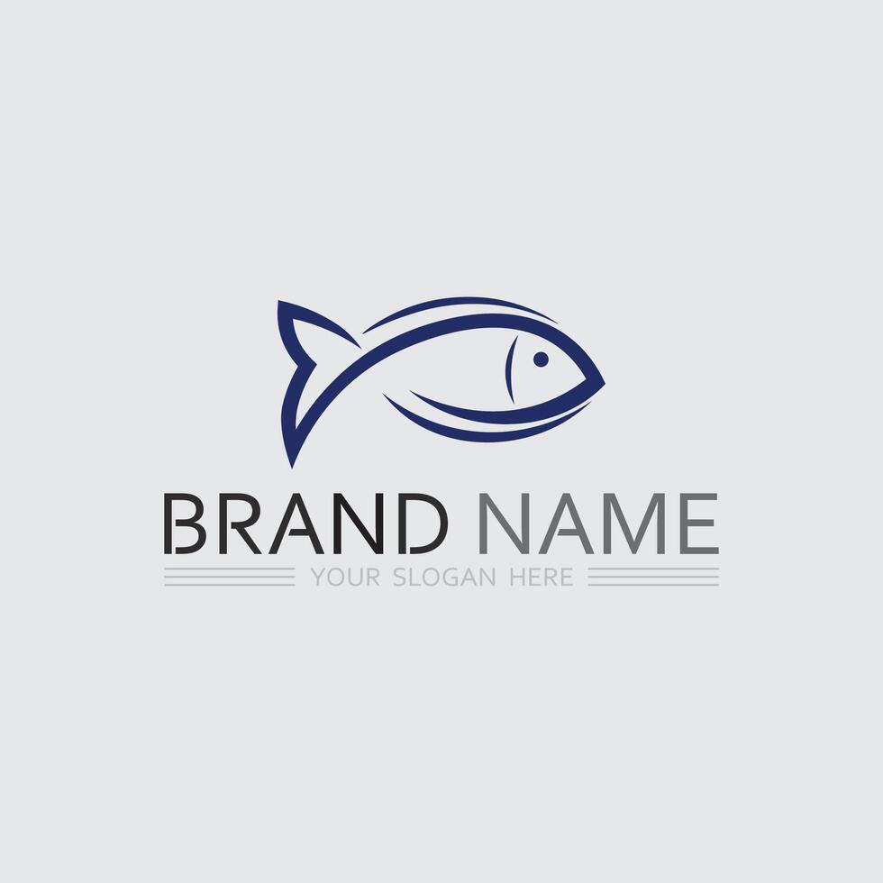 Fish and Fishing logo aquatic design animal illustration vector