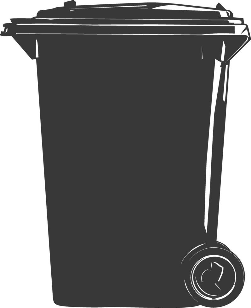Silhouette rubbish bin or trash bin black color only vector