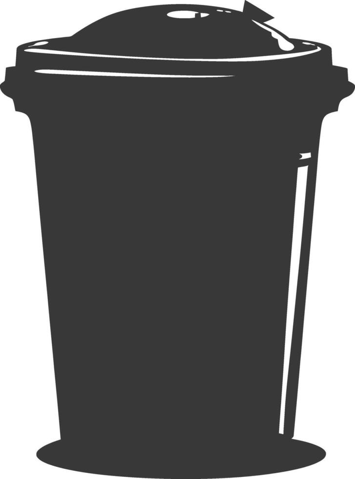 Silhouette rubbish bin or trash bin black color only vector
