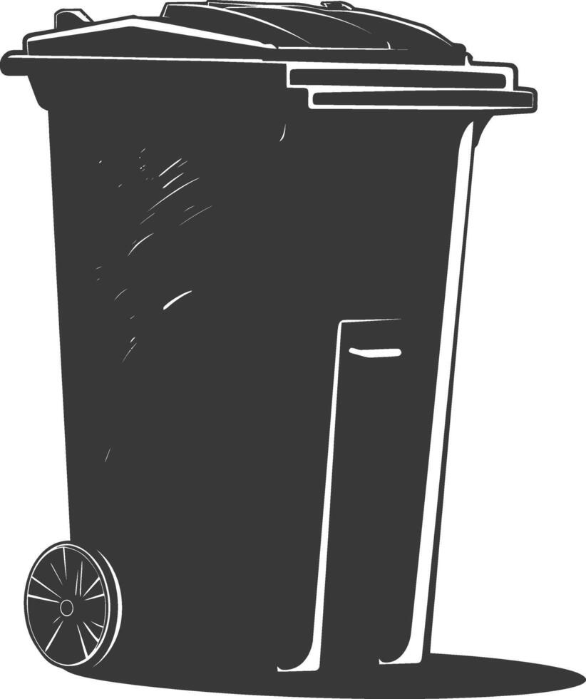 Silhouette rubbish bin or trash bin black color only vector