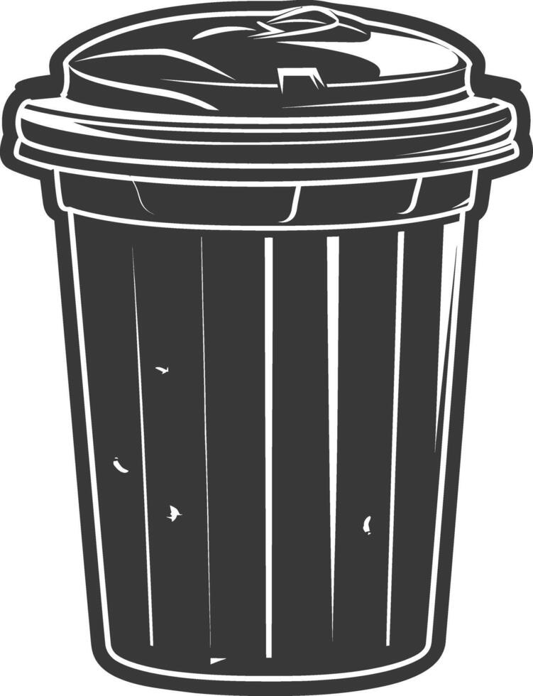Silhouette rubbish bin or trash bin black color only vector