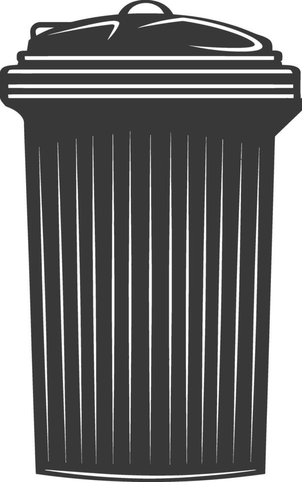 Silhouette rubbish bin or trash bin black color only vector