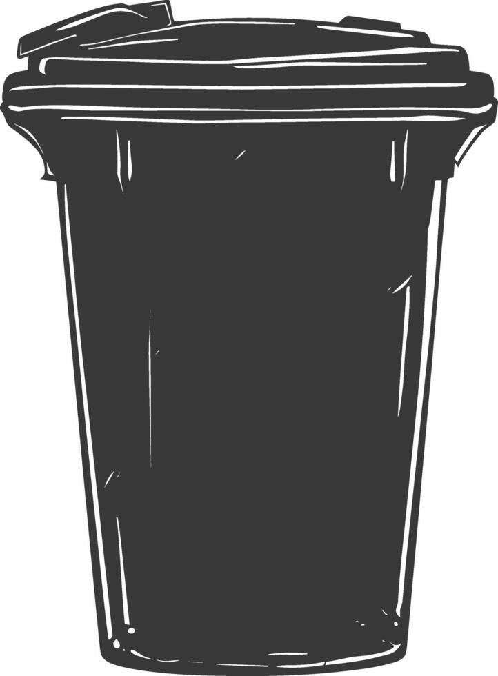 Silhouette rubbish bin or trash bin black color only vector