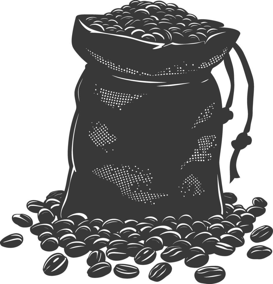 Silhouette sack of raw coffee beans black color only vector