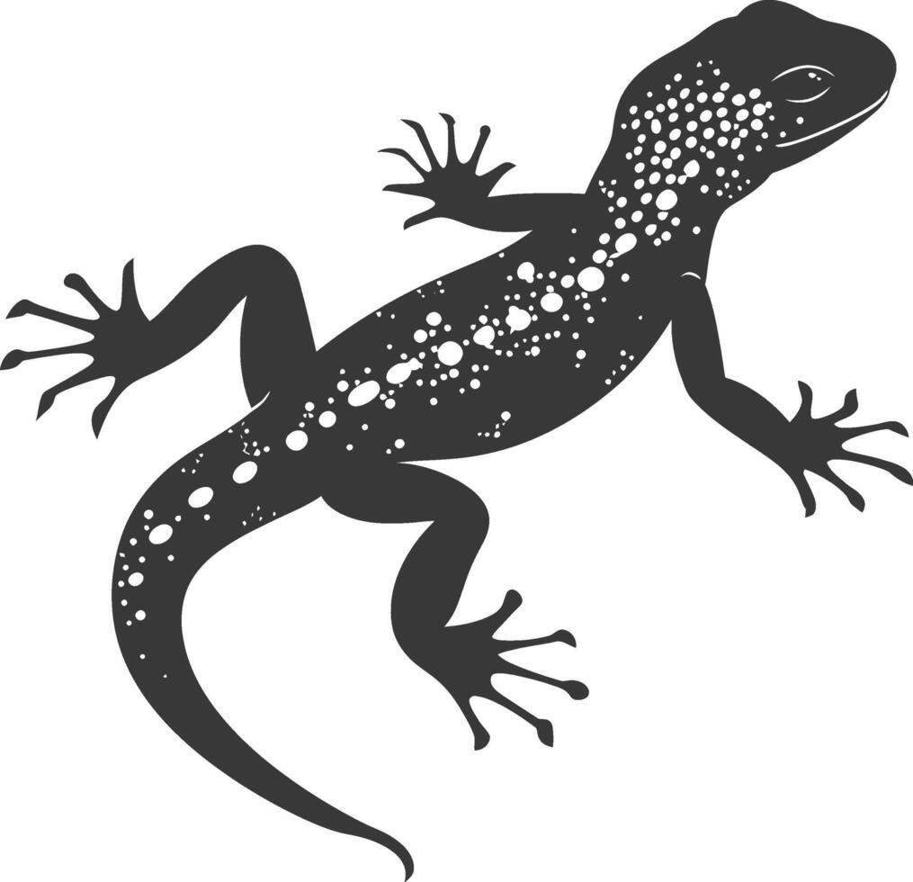 Silhouette salamander animal black color only vector