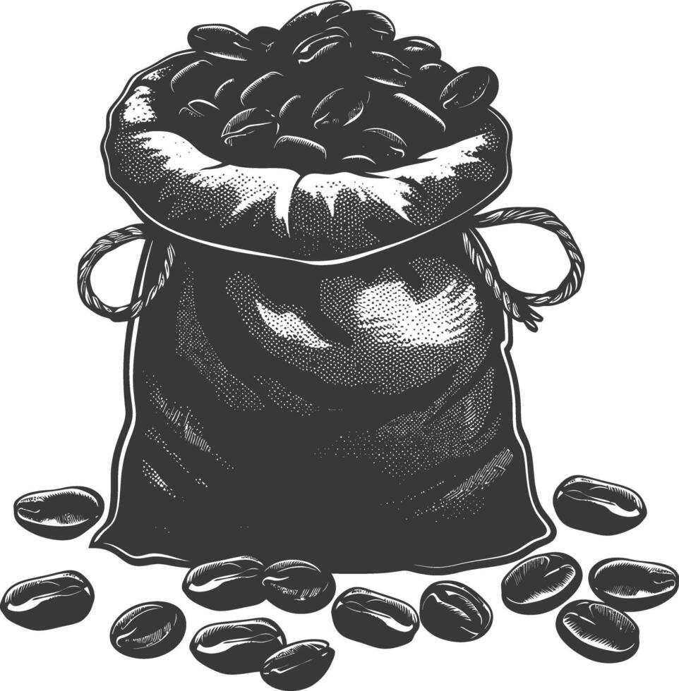 Silhouette sack of raw coffee beans black color only vector