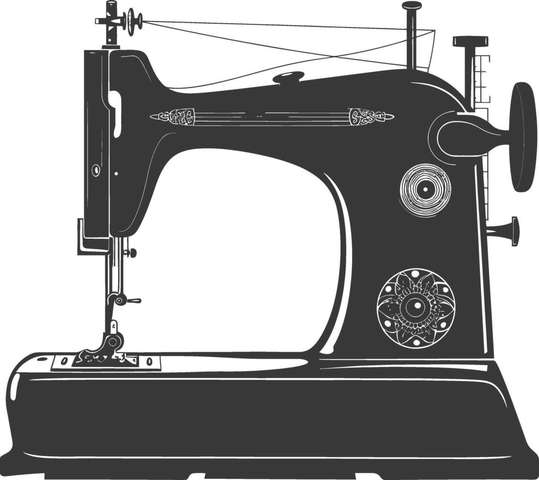 silueta de coser máquina negro color solamente vector