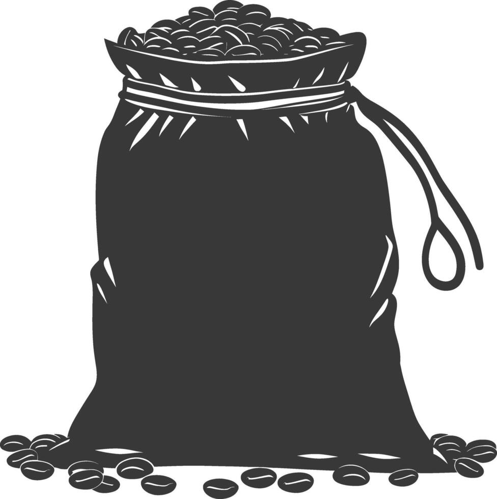 Silhouette sack of raw coffee beans black color only vector
