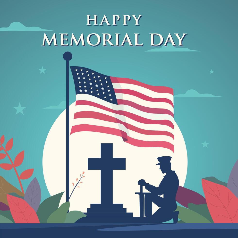 Memorial day flat illustration vector