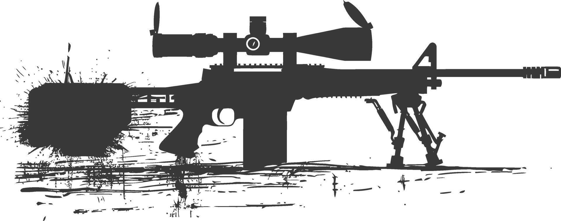 Silhouette Sniper rifle gun military weapon black color only vector