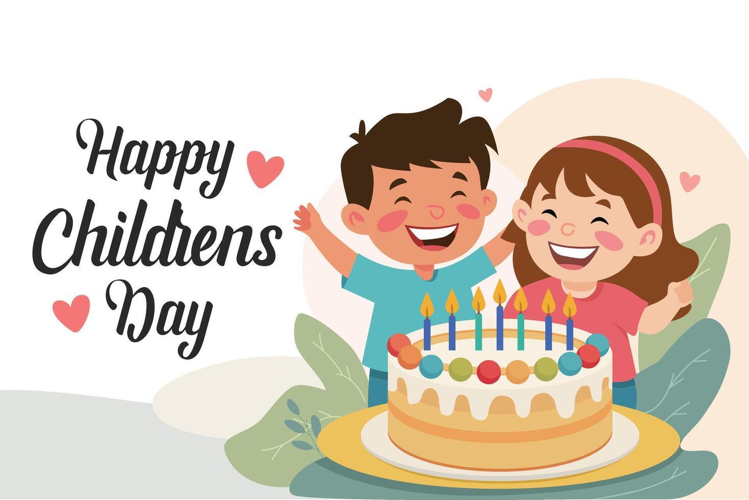 Happy Childrens day with happy kids illustration vector