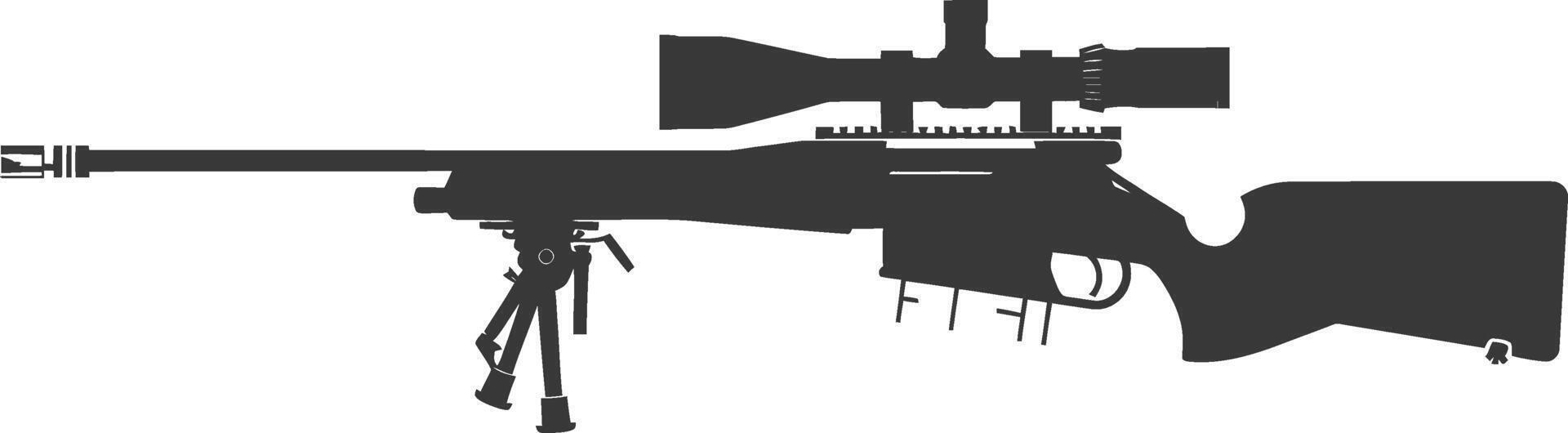 Silhouette Sniper rifle gun military weapon black color only vector