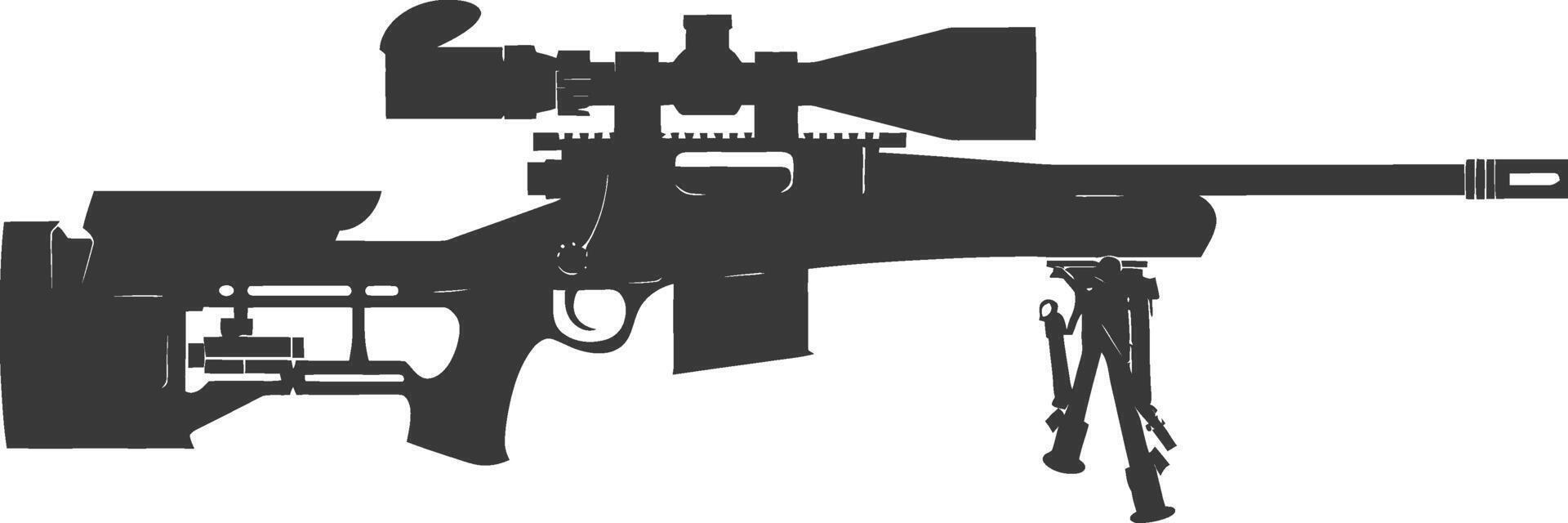 Silhouette Sniper rifle gun military weapon black color only vector