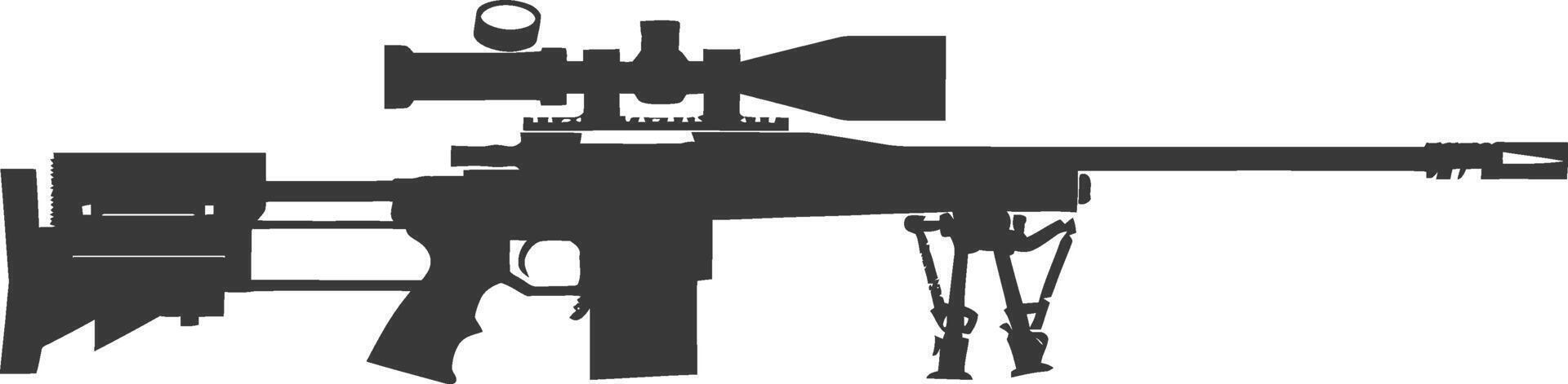 Silhouette Sniper rifle gun military weapon black color only vector