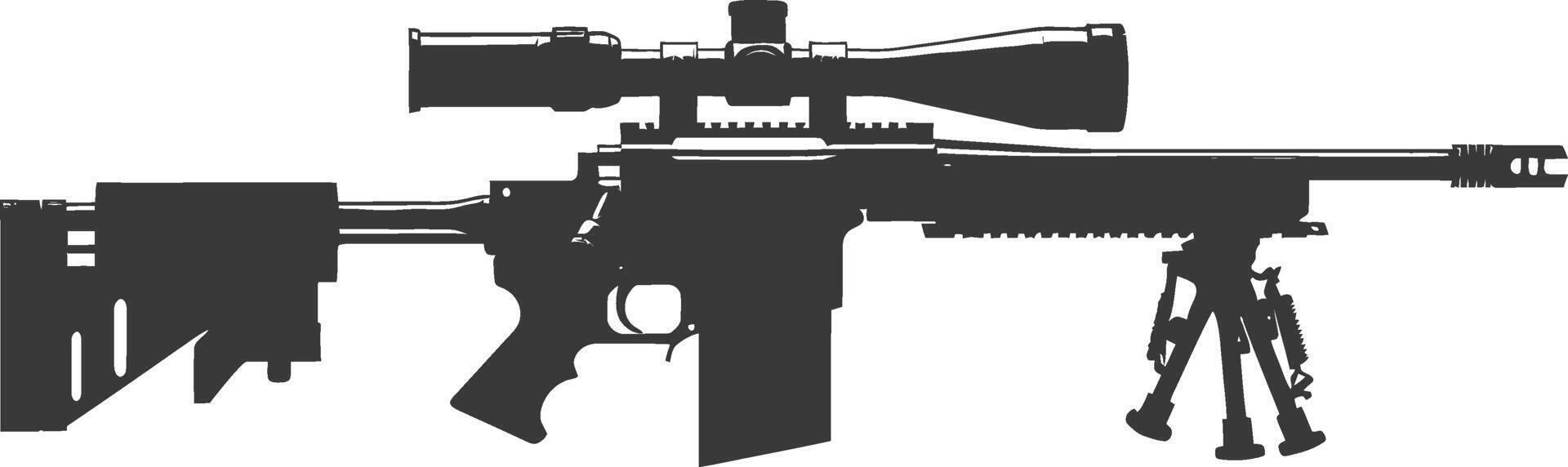 Silhouette Sniper rifle gun military weapon black color only vector