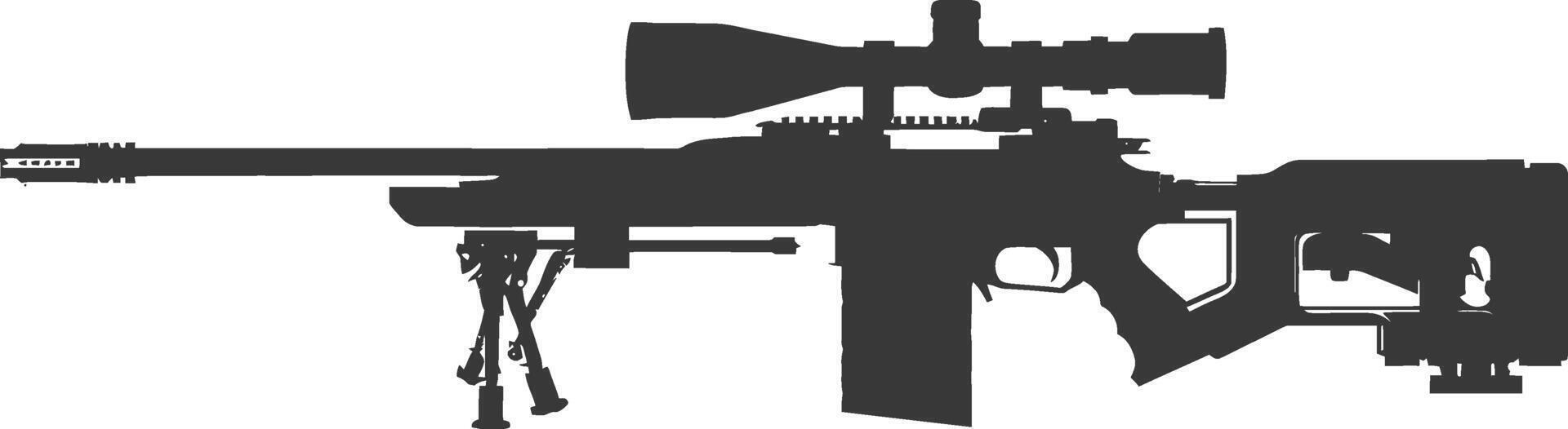 Silhouette Sniper rifle gun military weapon black color only vector