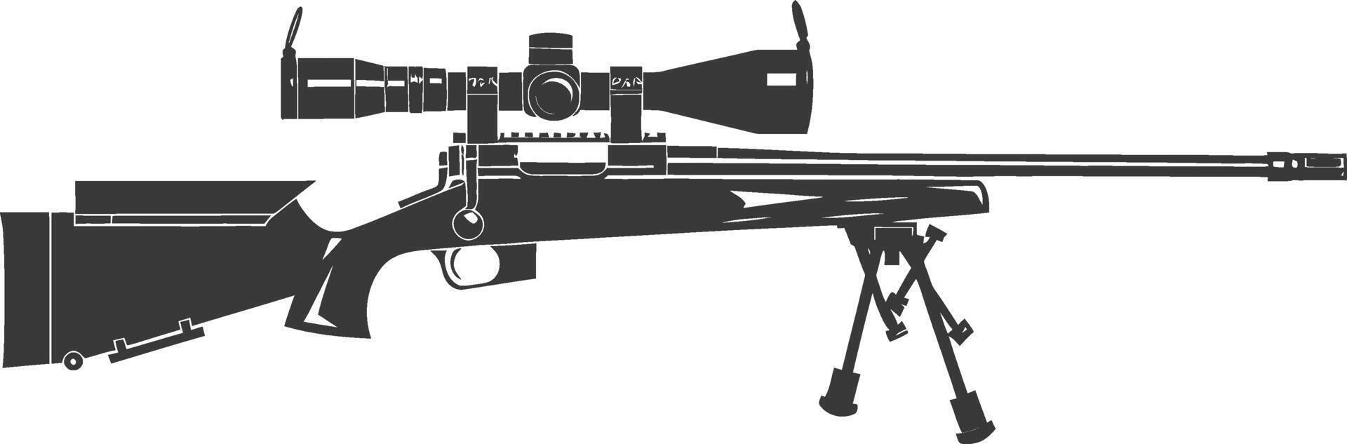 Silhouette Sniper rifle gun military weapon black color only vector