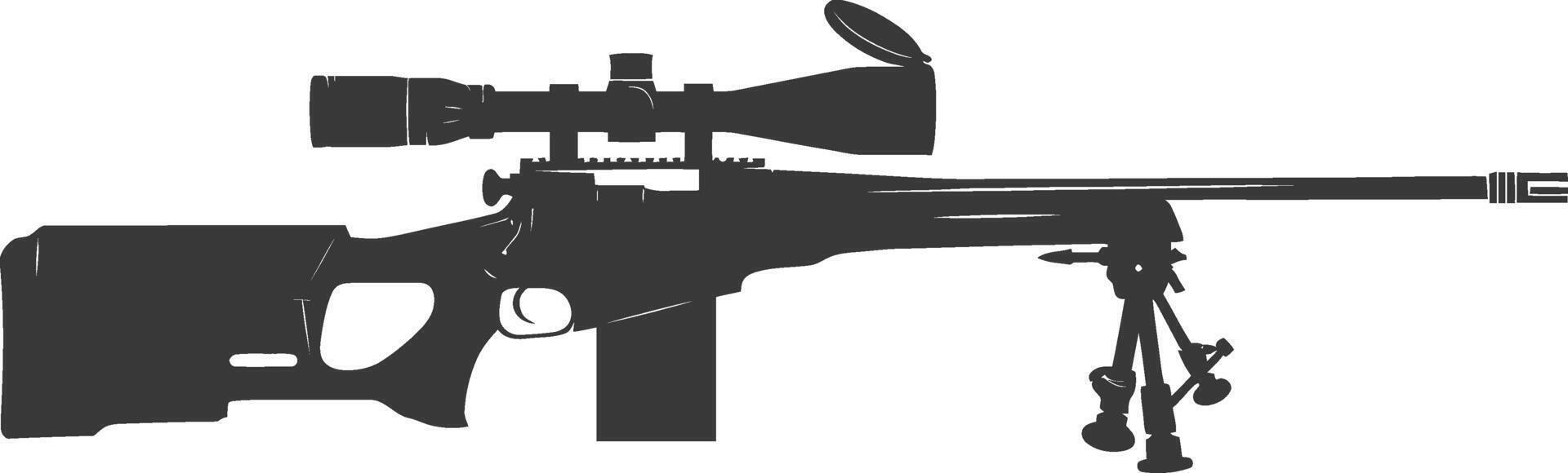 silueta francotirador rifle pistola militar arma negro color solamente vector