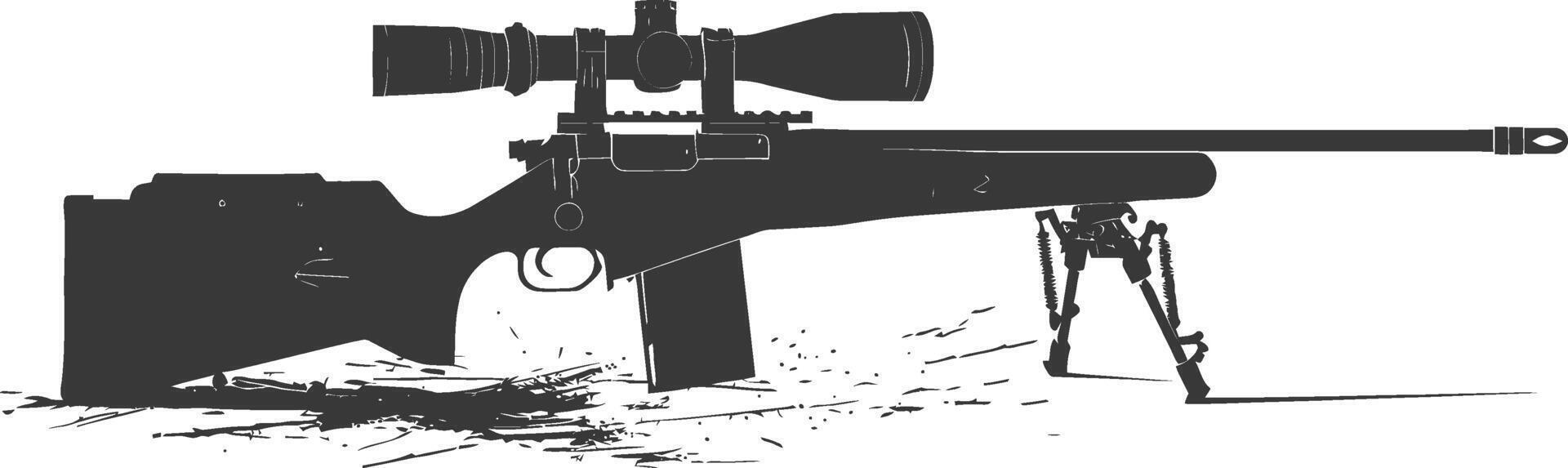 Silhouette Sniper rifle gun military weapon black color only vector