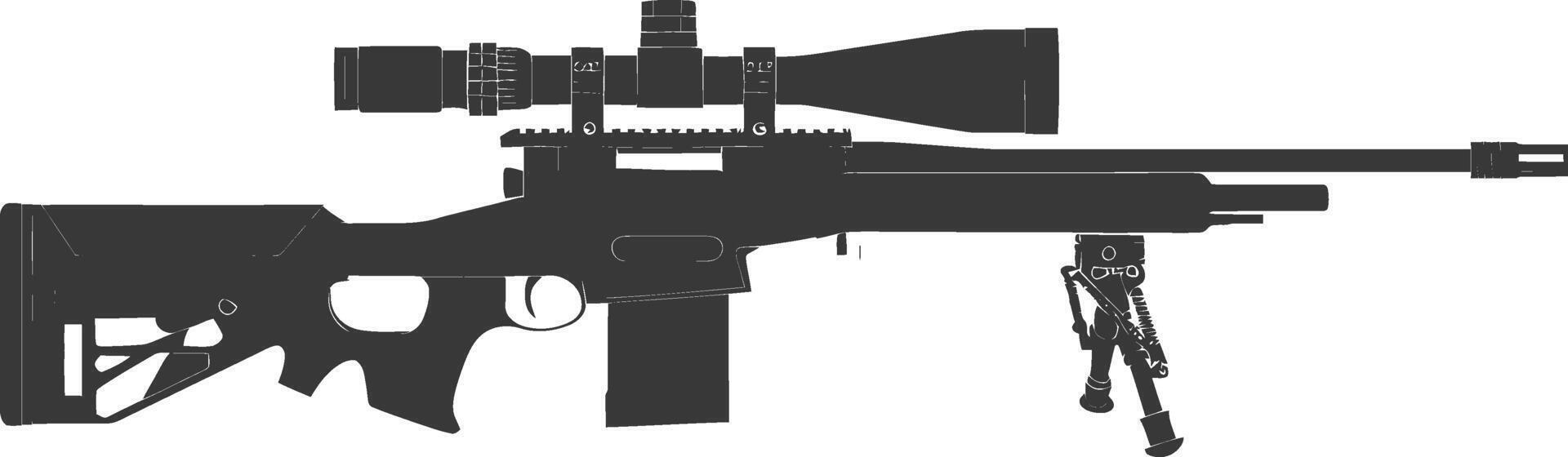 Silhouette Sniper rifle gun military weapon black color only vector