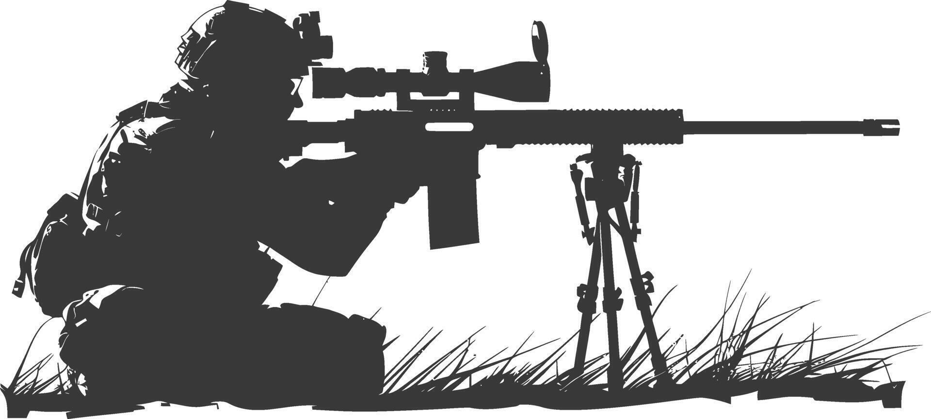 Silhouette Sniper rifle gun military weapon black color only vector