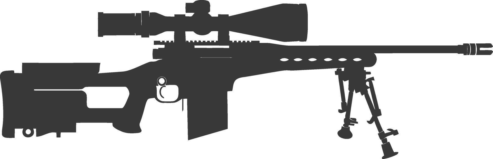 Silhouette Sniper rifle gun military weapon black color only vector