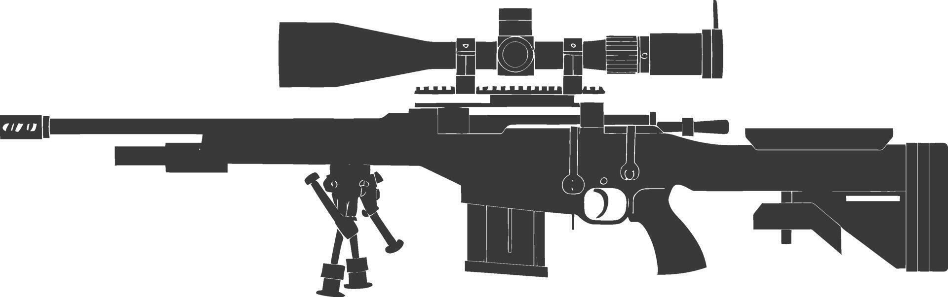 Silhouette Sniper rifle gun military weapon black color only vector