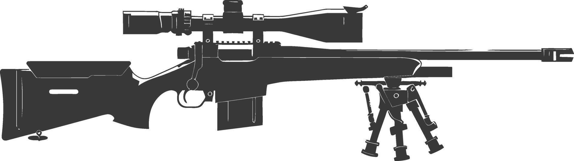 Silhouette Sniper rifle gun military weapon black color only vector