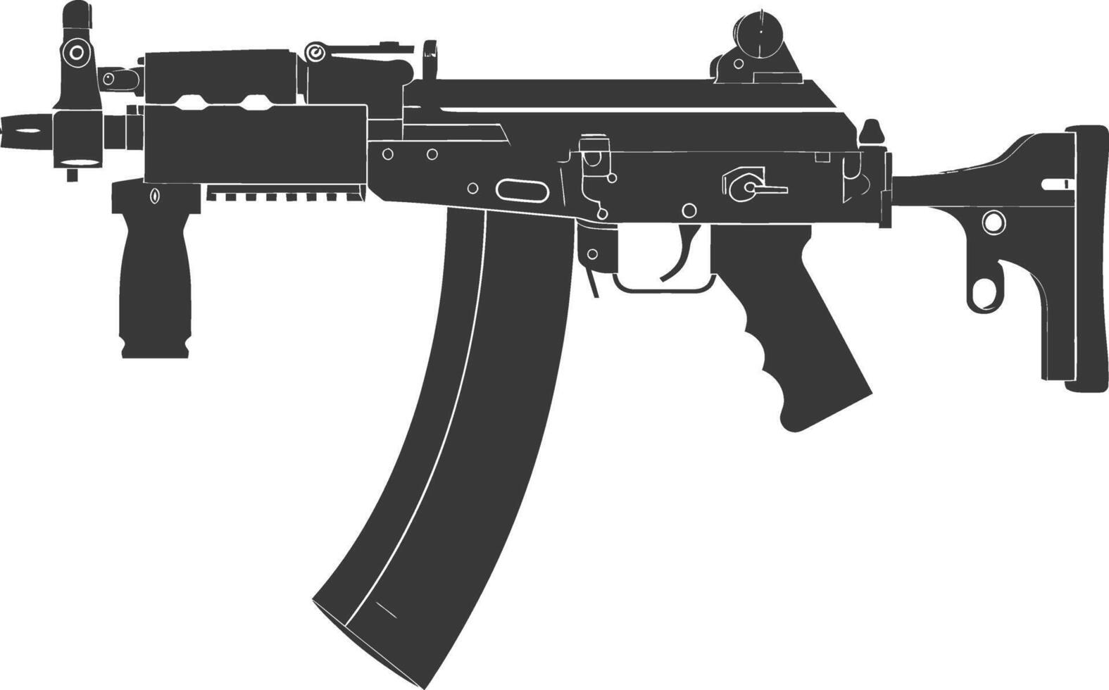 Silhouette Submachine gun military weapon black color only vector