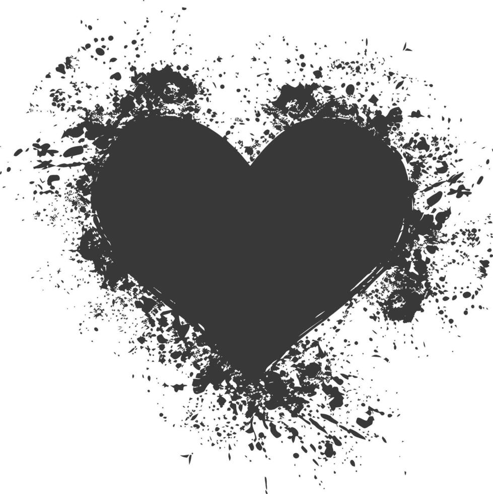 Silhouette Stencil frame dirty texture hearth border black color only vector