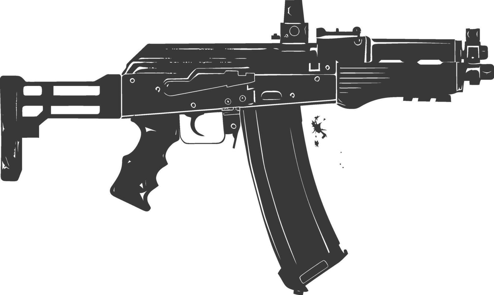 silueta metralleta pistola militar arma negro color solamente vector