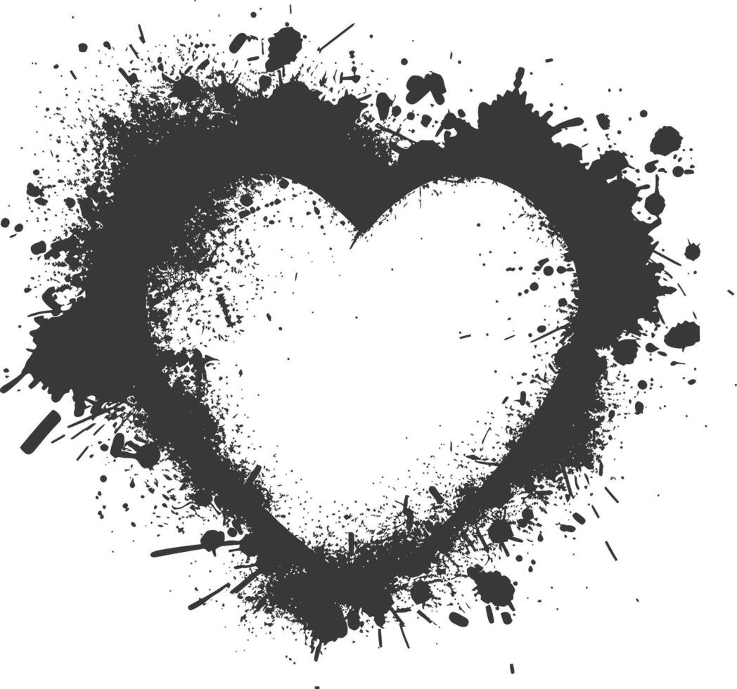 Silhouette Stencil frame dirty texture hearth border black color only vector