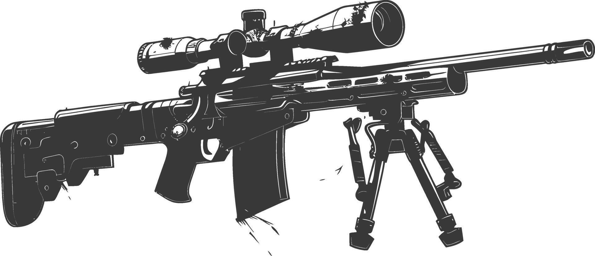 Silhouette Sniper rifle gun military weapon black color only vector