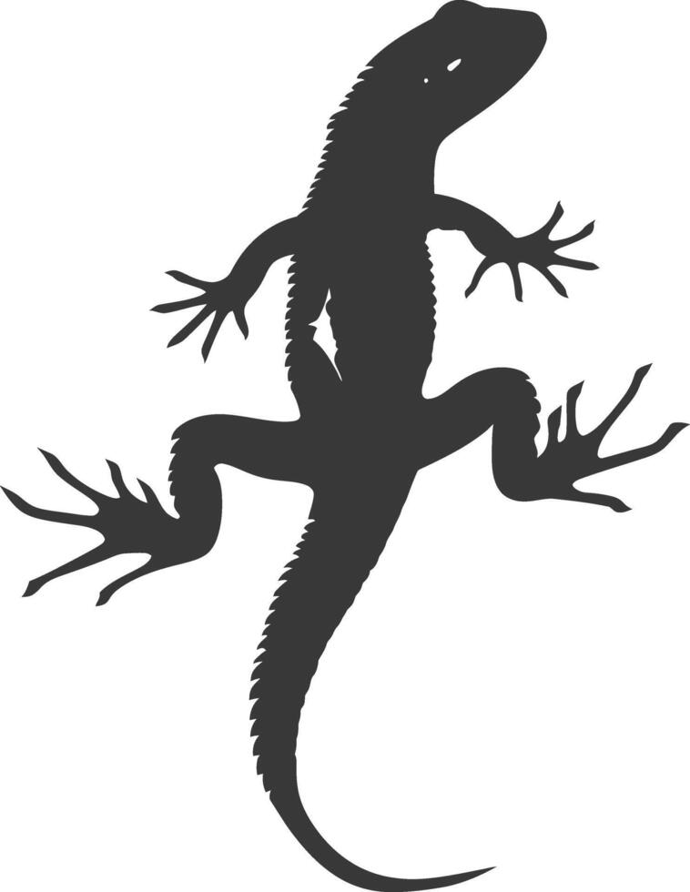 Silhouette salamander animal black color only vector